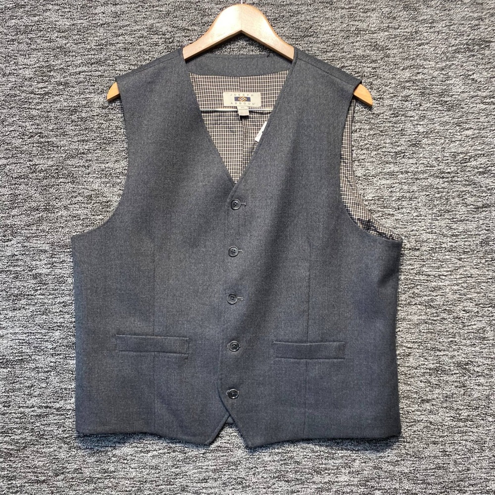 NWT Joseph Abboud Mens Suit Vest Waistcoat Charcoal Grey Dress XL Mens Wearhouse